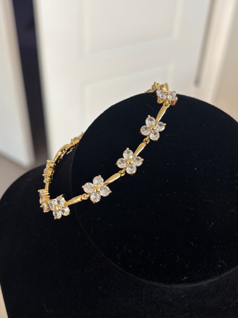 Gold Floral Crystal Bracelet - Women Jewelry
